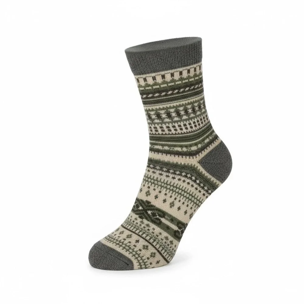 Autumn Spice Retro‎ Mid-Calf Socks 7-10 NEW 5pc Pack Unisex Anti-Slip Elastic